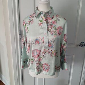 TRISTAN FLORAL MINT GREEN DOLMAN SLEEVE TOP